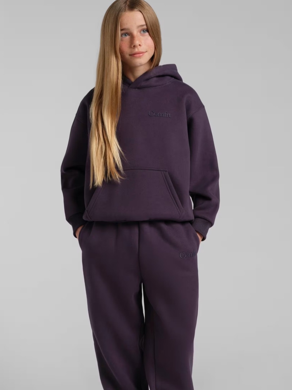 Comfort BlackBerry Embroidered Kids Deep Purple Hoodie